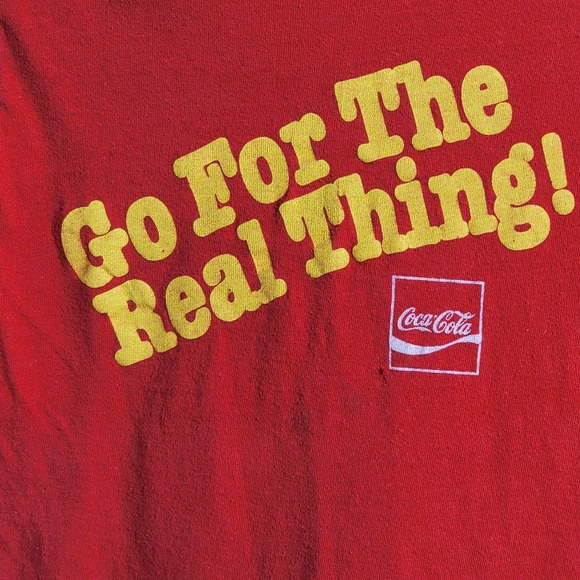 Vintage Small Red COCA-COLA T-Shirt Go For the Real Thing COKE - Picture 3 of 14